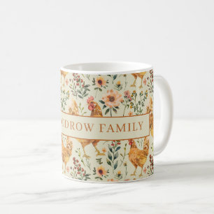 Mug Poulet de campagne rustique Nom de famille Ferme C