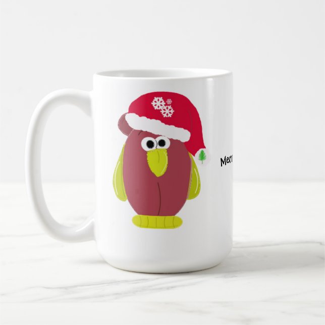 Mug Poulet de caricature dans un chapeau de Père Noël (Gauche)