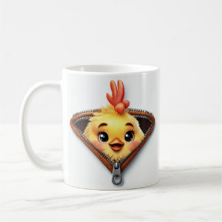 Mug Poulet de poulet à travers Zipper en cuir Brown