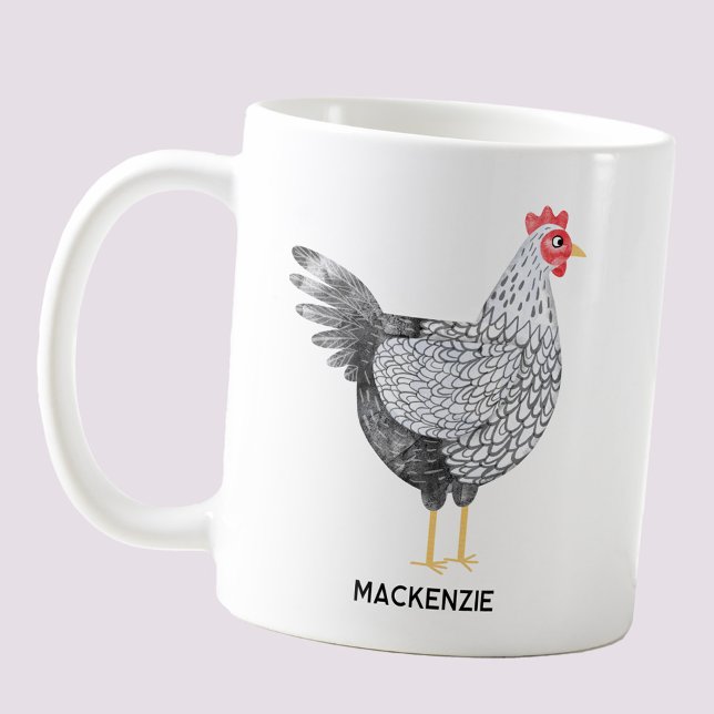 Mug Poulet Wyandotte aquarelle personnalisé amusant (Fun personalized custom name Wyandotte chicken coffee mug for poultry and bird lovers)