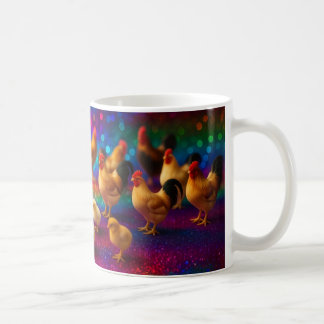 Mug Poulets sur un fond arc-en-ciel