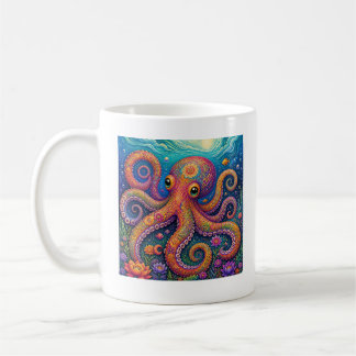 Mug Poulpe Floral Coloré Art Fantastique Sous-Marin