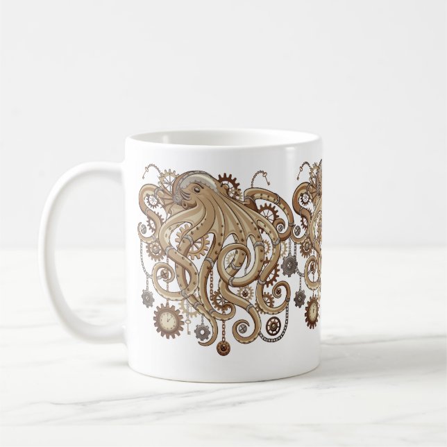 Mug Poulpe Steampunk Rétro Fantastique Mécanique (Gauche)