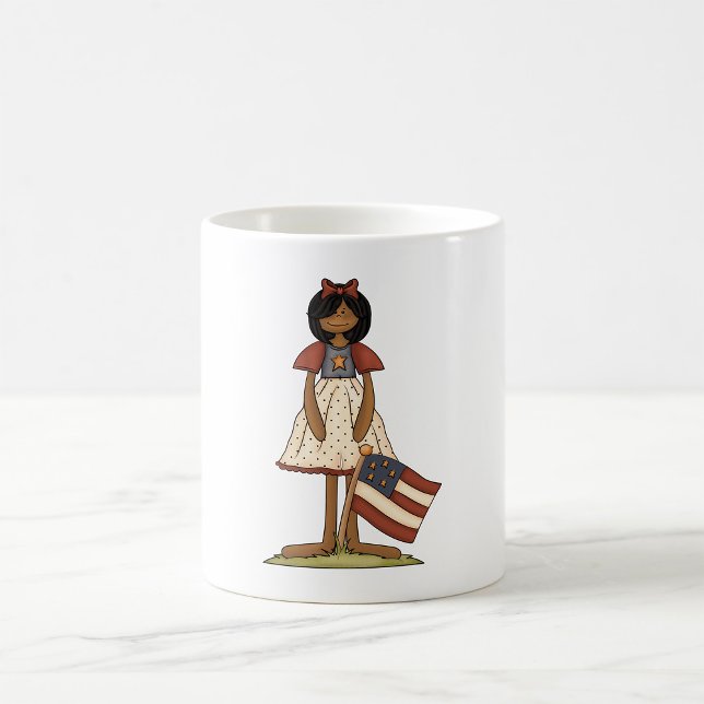 Mug Poupée de cerf patriotique fille Americana Folk (Créateur téléchargé)