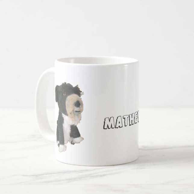 Mug - Poupée de chien noir avec nom (Devant gauche)
