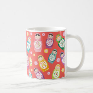 Mug Poupée russe - arrière - plan rouge