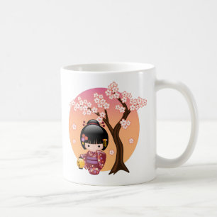 Mug Poupée Sakura Kokeshi - Geisha Girl sur café de 