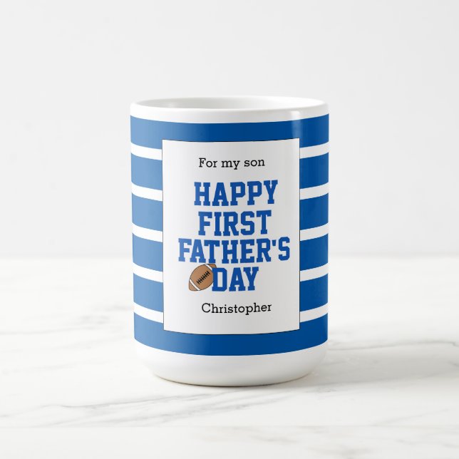Mug Pour ma première Fête des pères de Football Bleu F (Centre)