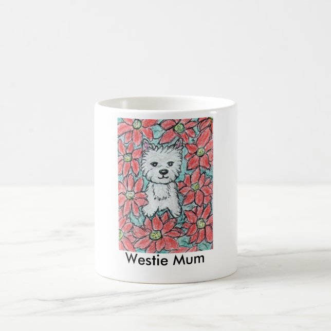 Mug POUR UNE MAMAN de WESTIE avec Noël de POINSETTIAS (Centre)