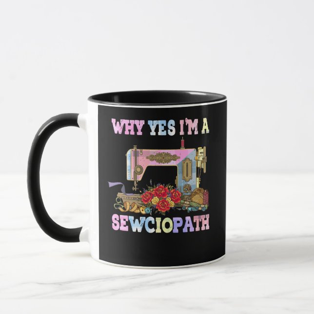 Mug Pourquoi je suis Sewciopath Sewing Quilts (Gauche)