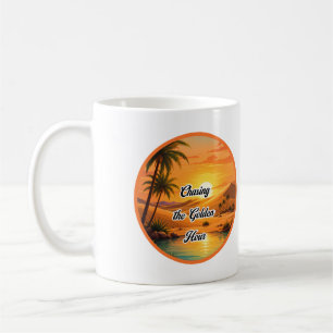 Mug Poursuite de l'heure dorée Oasis du coucher de sol