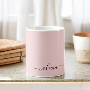 Mug Poussière de rose rougeâtre Blush écriture girly m