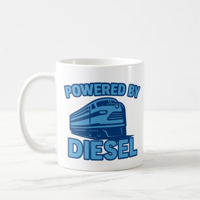 Mug Powered By Diesel Retro Train Design (Gauche)