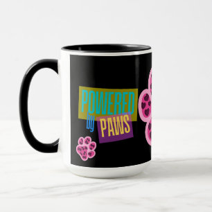 Mug "Powered by Paws" Coeurs roses Design