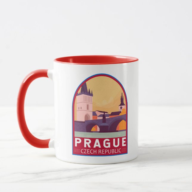 Mug Prague République tchèque Travel Art Vintage (Gauche)