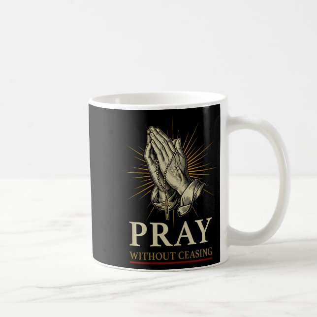 Mug Praying Hands Jesus Cross Rosary Faith Devotion Pr (Droite)