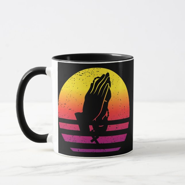 Mug Praying Hands Retro Style Vintage  (Gauche)