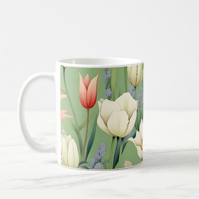Mug Pré avec tulipes et Fleurs sauvages (Gauche)