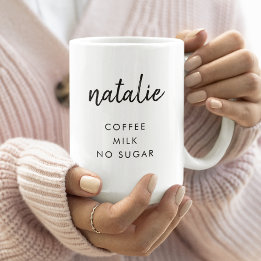 Mug Préférence de boisson | Nom moderne minimaliste él