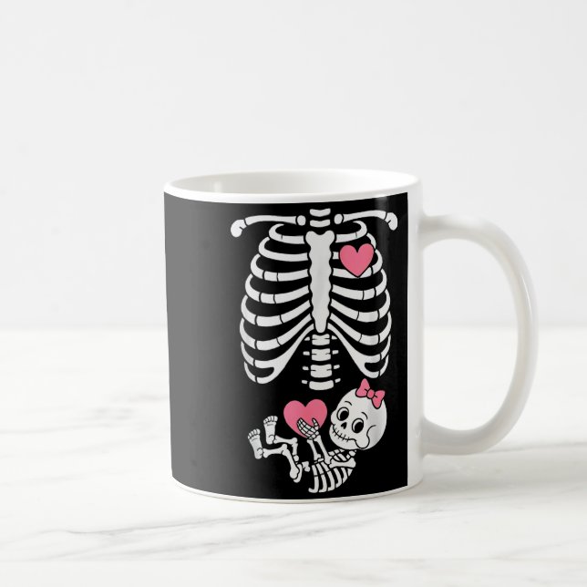Mug Pregnancy Skeleton Girl Baby Rib Cage Belly Bump H (Droite)