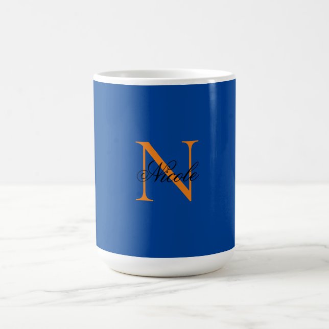 Mug Premier monogramme manuscrit propre nom Deep Blue (Centre)