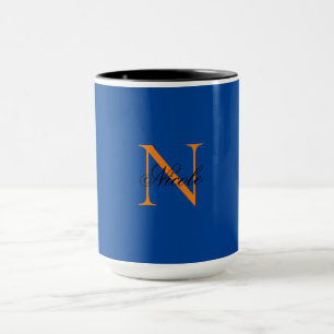 Mug Premier monogramme manuscrit propre nom Deep Blue