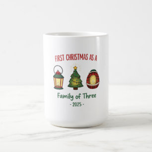 Mug "Premier Noël en famille de trois 2025 Ornement"