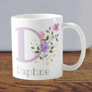 Mug Premier nom initial plus Daphné avec fleurs