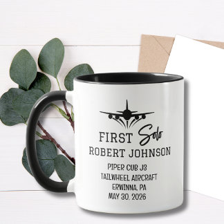 Mug Premier pilote d'avion solo personnalisé simple