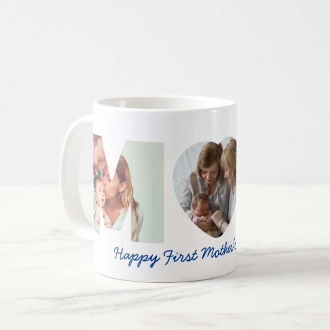 Mug Première Fête des Mères Lettres de photos de coeur (Devant gauche)