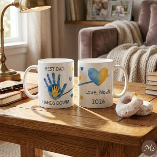 Mug Première fête des pères 2026 Empreinte aquarelle b