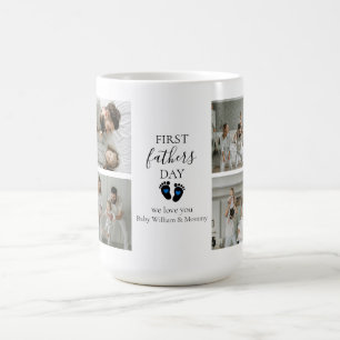 Mug Première Fête des pères - Empreintes bébé et Coeur