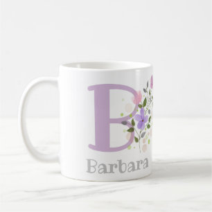 Mug Première initiale Plus Nom Barbara avec Fleurs