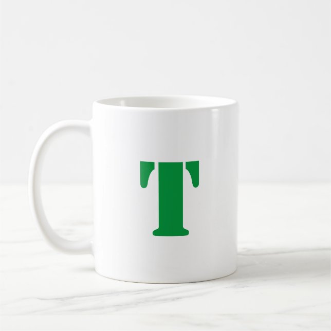 Mug Première lettre | Teal Monogram Modern Stylish Coo (Gauche)