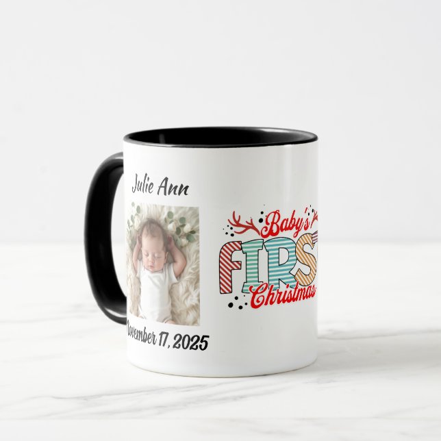 Mug Première photo de Noël du bébé Personnaliser (Devant gauche)
