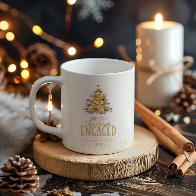 Mug Première photo en or de Noël engagé (Créateur téléchargé)