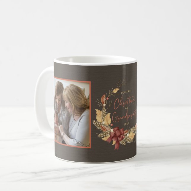 Mug Premiers grands-parents de Noël Cuivre rustique Ph (Devant gauche)