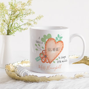 Mug Prend un gros coeur Citer Doodle Orange Personnali