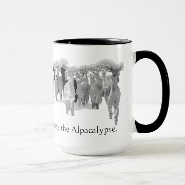 Mug Prenez garde de l'Alpacalypse - humour bébête nerd (Droite)