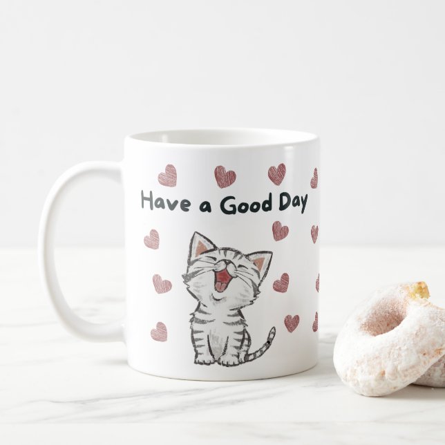 Mug Prenez une bonne journée de Mug, mignonne Cat Coof (Avec donut)