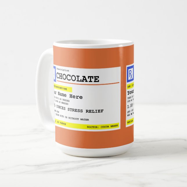 Mug Prescription personnalisée Chocolat chaud ou (Devant gauche)