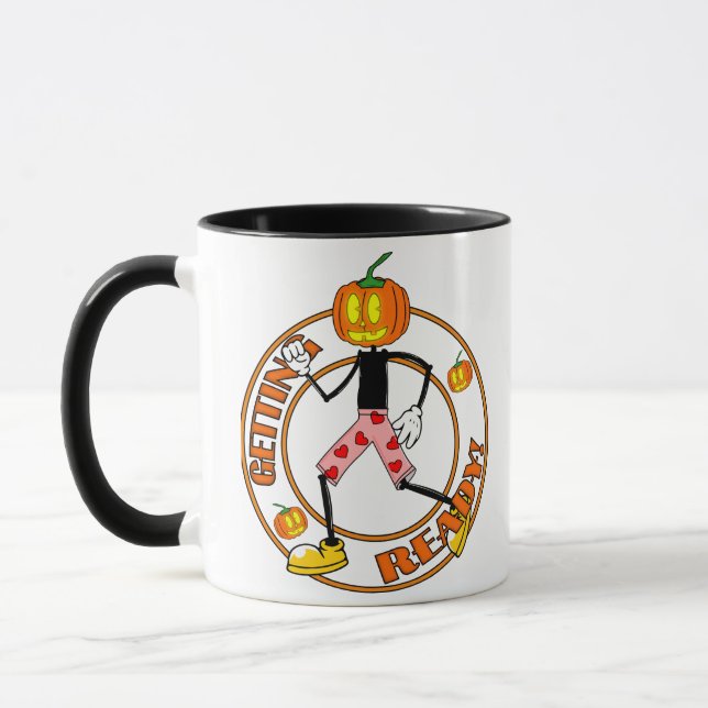 Mug Prêt pour Halloween Citrouille Retro Jack-O-Lanter (Gauche)