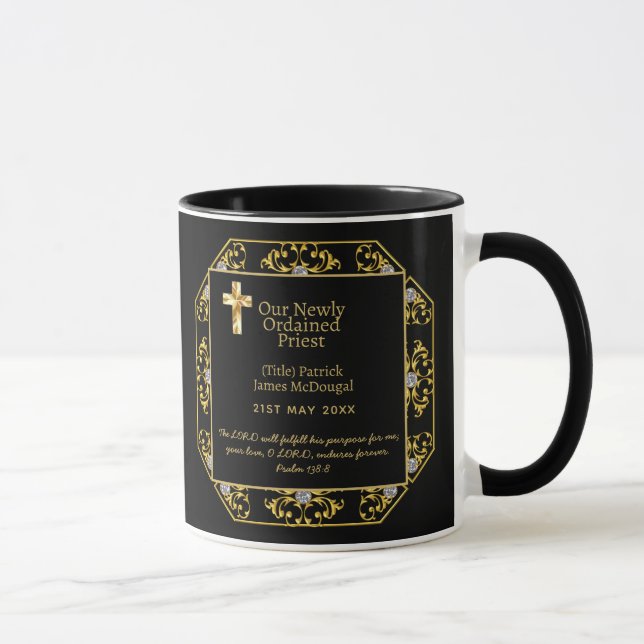 Mug PRÊTRE - Nouveau Ordain Cadeau Bible Verse Personn (Droite)