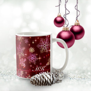 Mug Prettiest Snowflakes Motif Red ID846