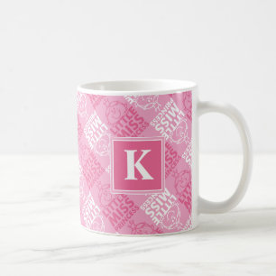 Mug Pretty in Pink Pattern   Monogramme