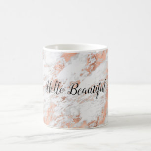 Mug Pretty Rose Gold White Glitzy Marble