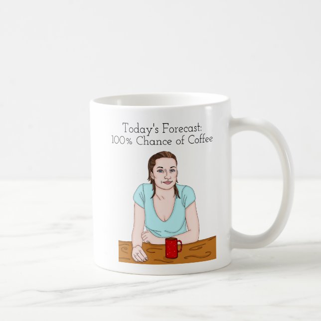 Mug Prévisions d'aujourd'hui | 100% Chance de café (Droite)