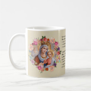 Mug Prière bénie de Memorare de roses de Vierge Mari