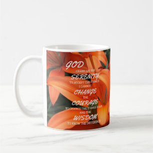 Mug Prière Sérénité Orange Lily Fleurs Photo Dieu