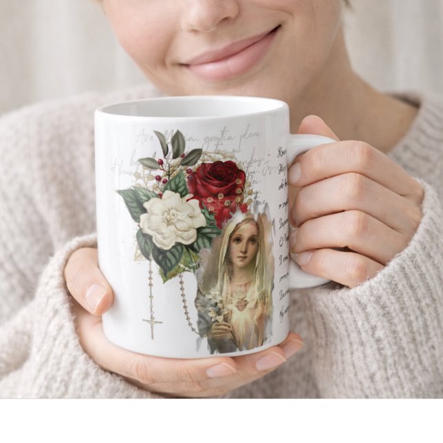 Mug Prière vintage Rosaire Vierge Marie  (Créateur téléchargé)